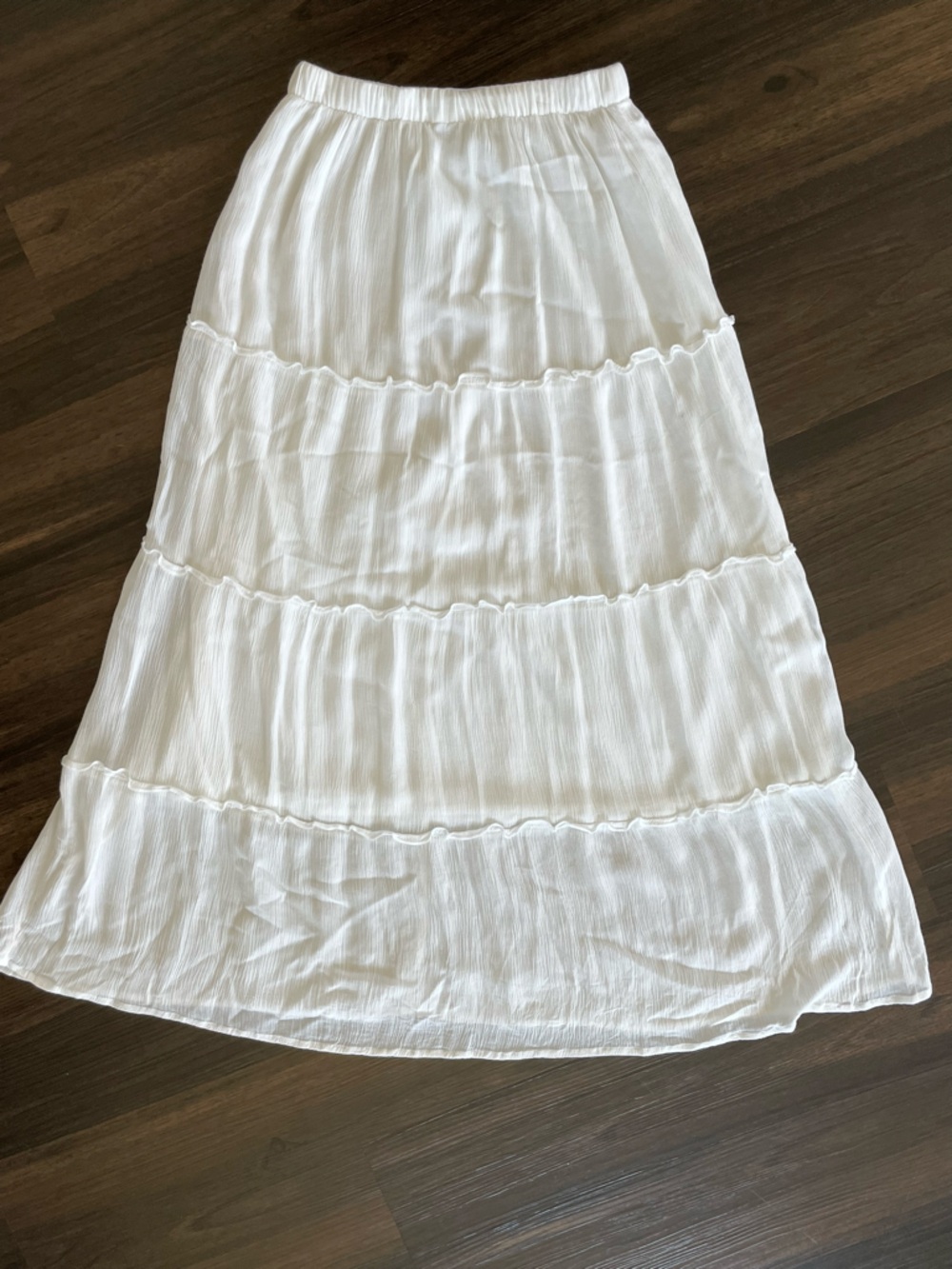 Hollister Ultra High Rise White Tiered Maxi Skirt Boho Festival Travel Resort XS